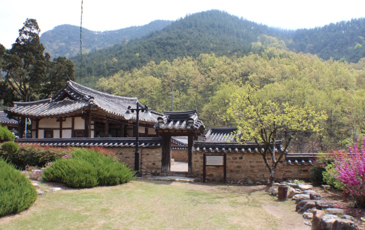 가옥 담벽에 앞자락에 아담하게 꾸며진 고택&nbsp;정원